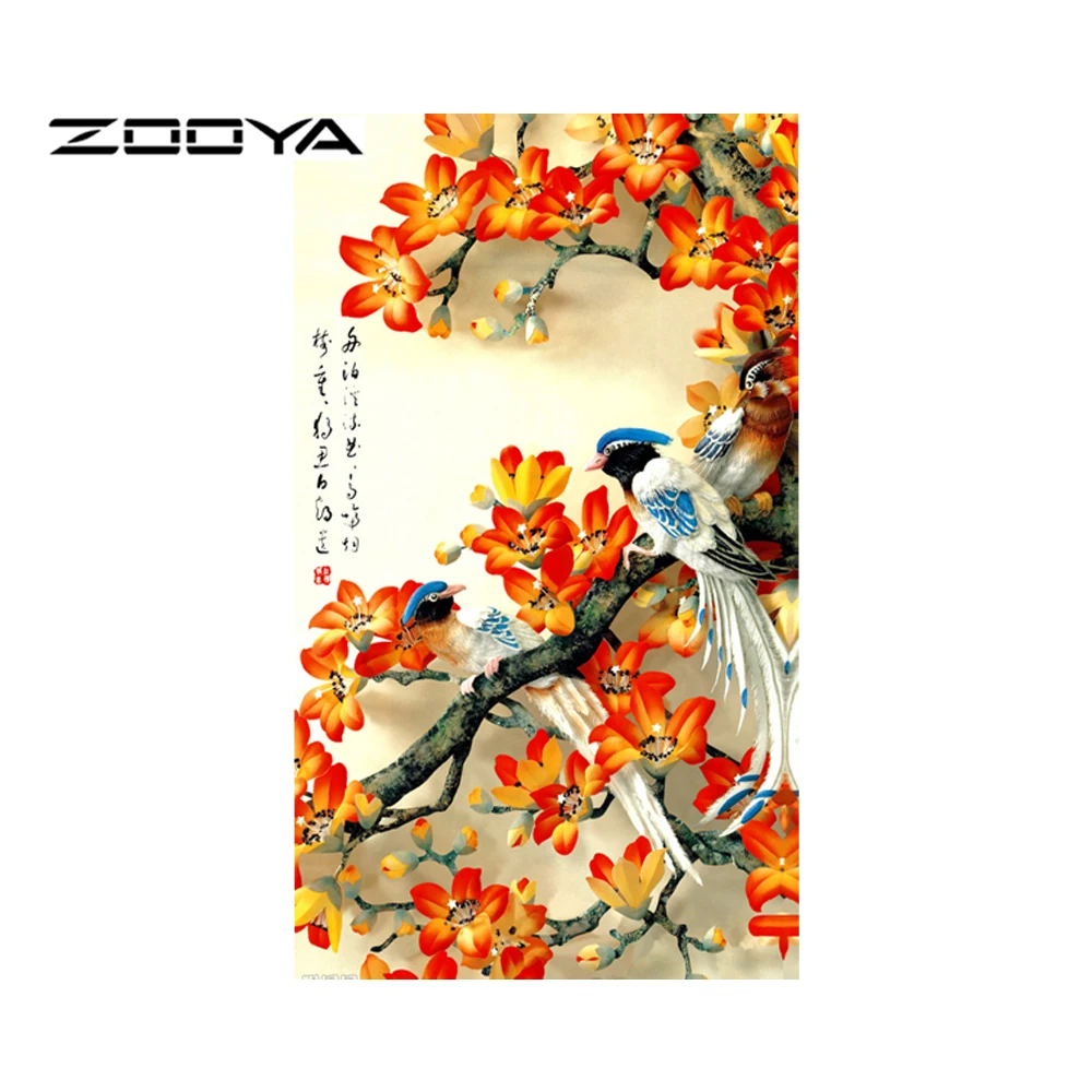 ZOOYA Diamond Painting Full Square Magpie United Peacock Phoenix Embroidery Pattern Rhinestones Mosaic Needlework SF410 | Дом и сад