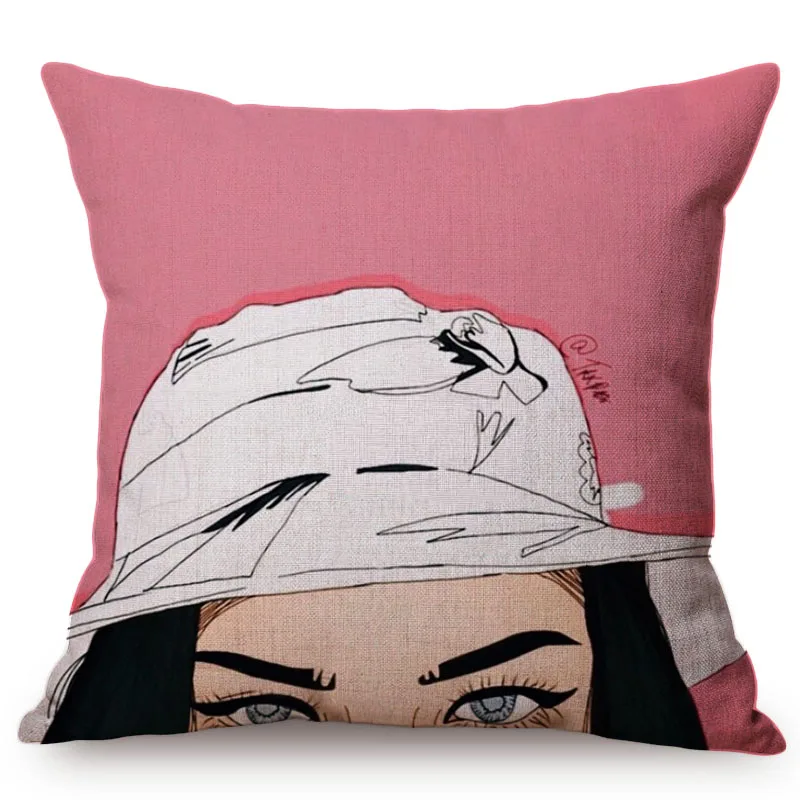 Sexy Woman Pop Art Home Decoration Sofa Throw Pillow Case Fashion Girl Gallery Coffee Shop Cotton Linen Car Chair Cushion Cover M071-5