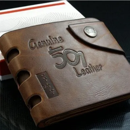 Fashion Brown PU Leather Wallet Three Open Tide Male Snaps Hollow Wallet Casual Bifold Men Wallets Free Shipping