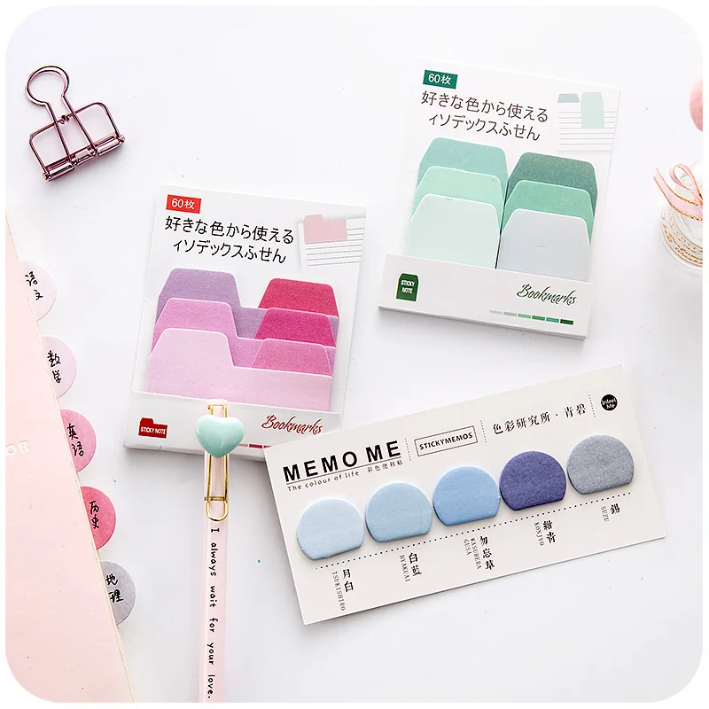 

60sheets/lot Watercolor Gradient Japanese Sticky Note Memo Pad Office Planner Sticker Paper Stationery