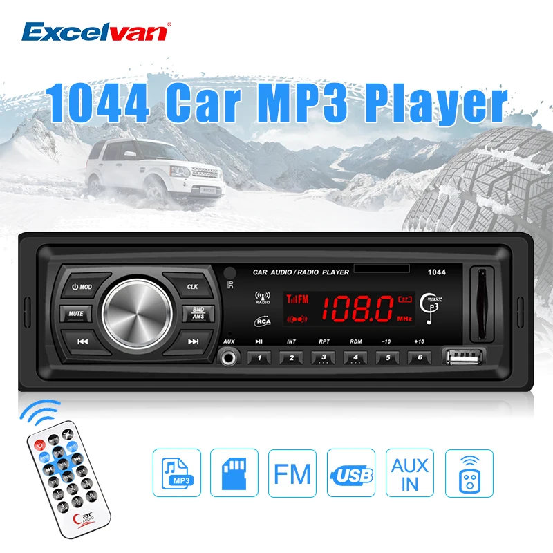 1 din 12 В автомобиля Радио медиа-ресивер MP3-плееры аудио FM светодиодный Дисплей