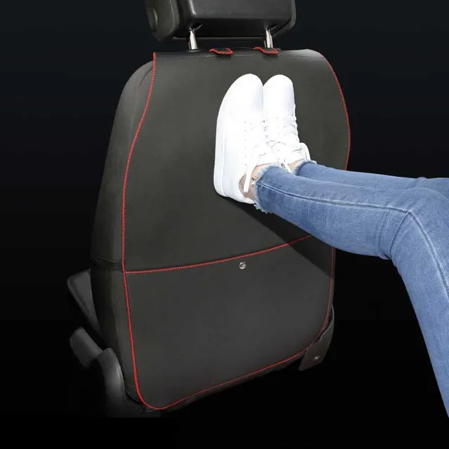 Leather Car Backseat Protection Organizer Black Seat Back Pocket Bag Pads For Auto Interior Seats Protector Accessories