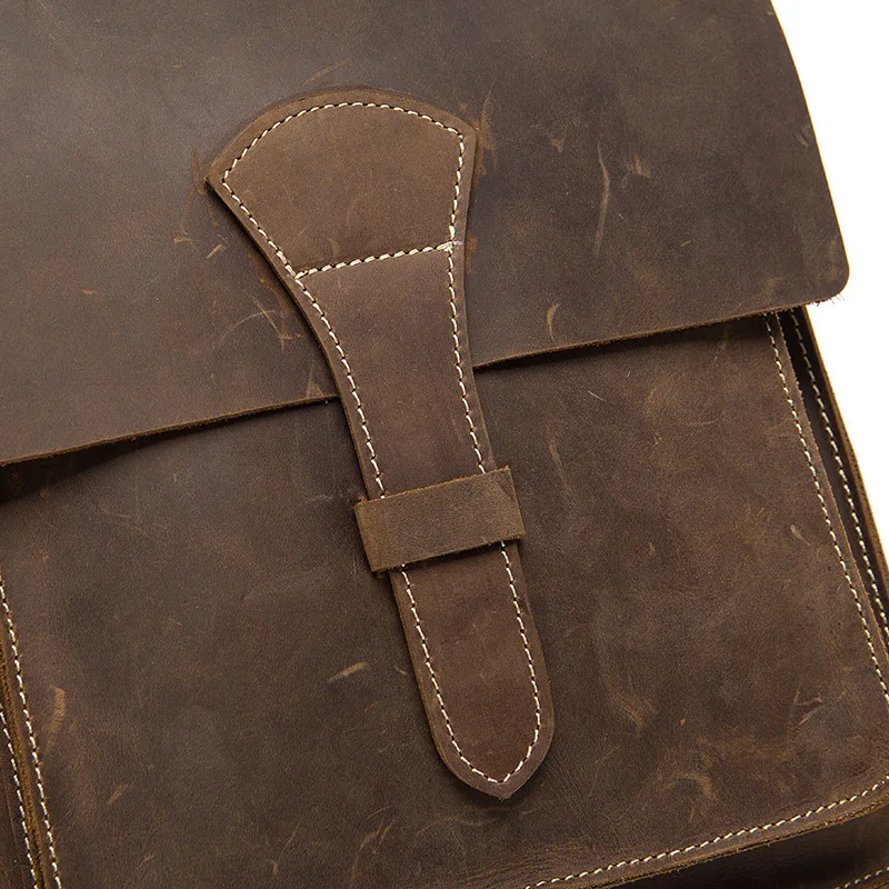 thread crazy horse Genuine Leather Men bags fashion retro Handbag Shoulder Vintage Cow Bag Men Messenger Bags business Briefcase