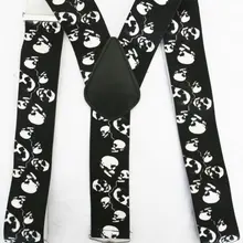 Новые модные мужские 50 мм широкие черные Y сзади 3 зажима череп сверхпрочные подтяжки мужские подтяжки