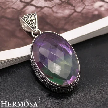 

Hermosa Jewelry Huge Shiny Silver Color Necklace Pendants 50MM LM42