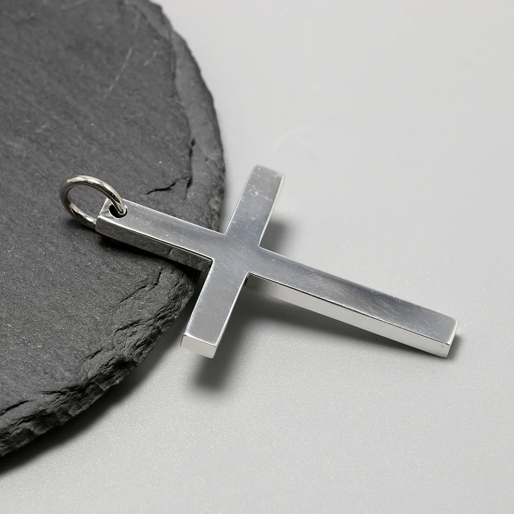 Настоящее солидное 999 пробы подвеска в форме серебряного крестика для мужчин и женщин Гладкая: высокополированное простое кольцо дизайн ювелирные изделия религиозной тематики