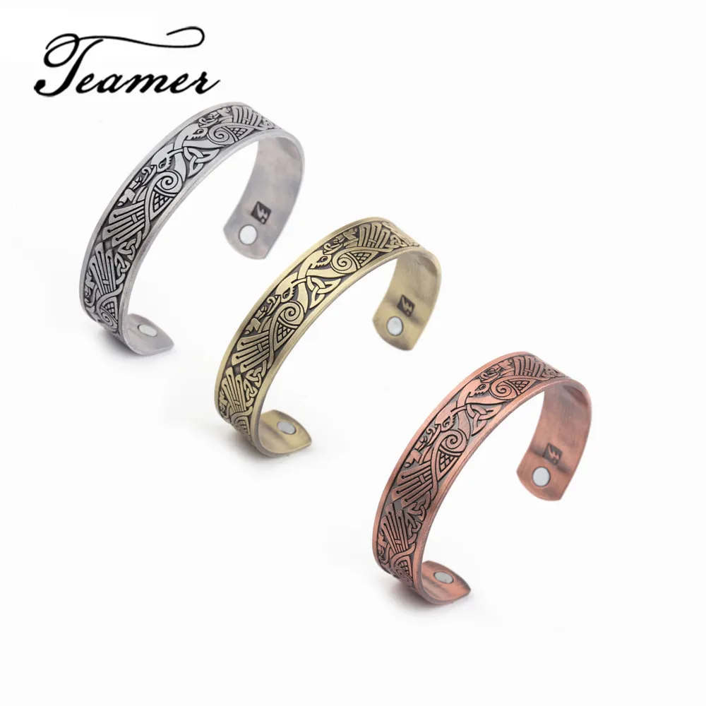 

Teamer Multi-color Magnetic Therapy Bangle Arthritis Pain Relief Health Care Cuff with Effective Stimulate Blood Bird Pattern