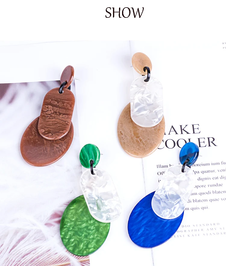 YUQINQIN Trendy Drop Earrings for Women 2018 Jewelry Long Round Resin Earings Fashion Elegant Acrylic Dangling Crystal Earring (5)