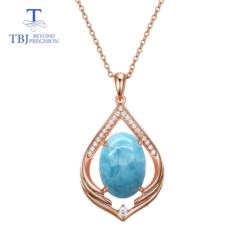 TBJ, натуральный драгоценный камень larimar, простой стиль, подвеска, серебро 925 пробы, хорошее ювелирное изделие для девушки, хороший подарок, как повседневная одежда