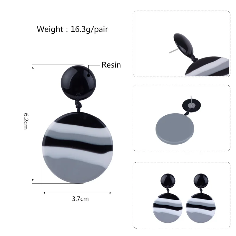 Guanlong Vintage New Fashion Resin Long Big Drop Earrings for Women Round Geometric Stripe Acrylic Rope Dangle Earring Jewelry (5)
