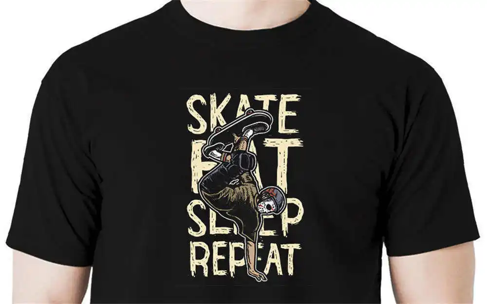 2018 Летний стиль скейт Eat Sleep Repeat футболка приталенное скейтборд SK8 забавные повседневная одежда