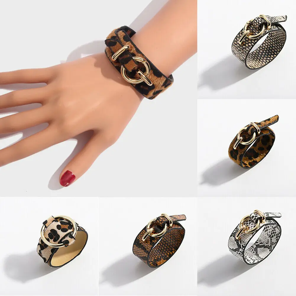 

Fashion Men Women Punk Leather Wrap Wristband Cuff Punk Bracelet Bangle