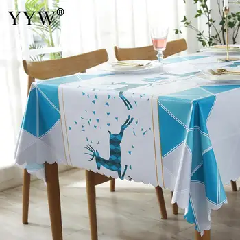 

Cartoon Blue Tablecloth Pvc Waterproof Oil-Proof Table Cover Coffee Table Cloth Manteles Wipe Covers Table Carpet Tablecloths