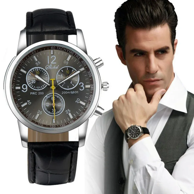 Watch Men Quartz wristwatch men Luxury Fashion Crocodile Leather band