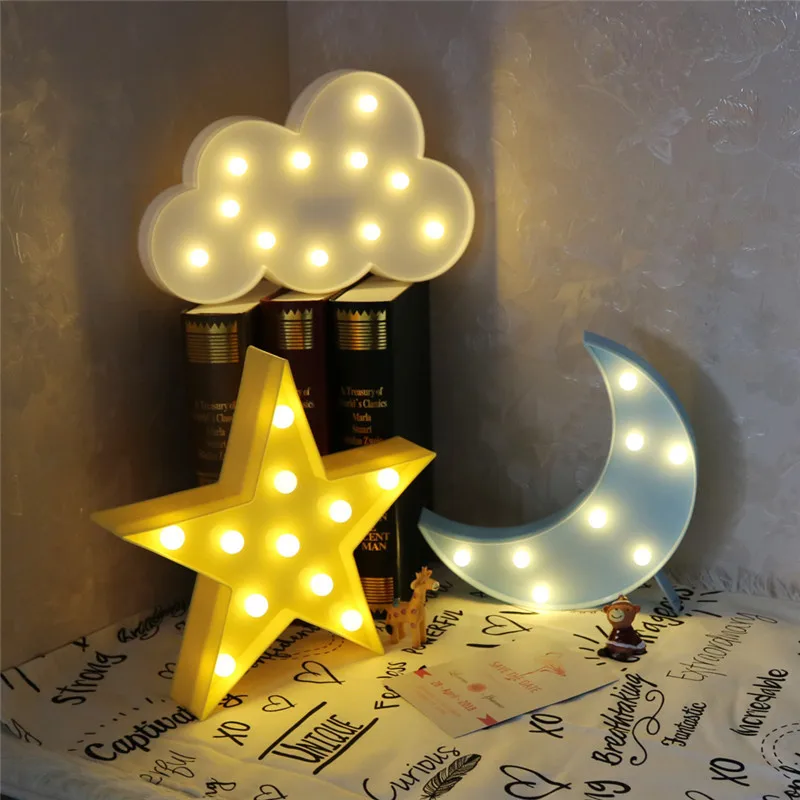 3d Звезда Луна ночник в форме Облака Дети Милая светодиодная световая игрушка подарок знак шатер для спальни кабинет Декор для гостиной