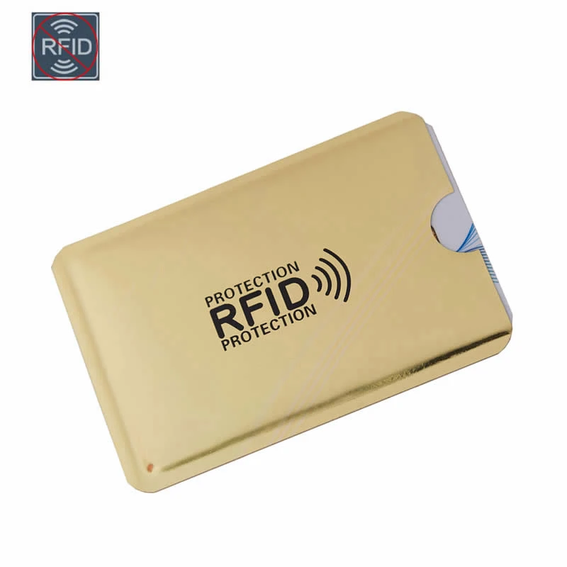 Синий лазерный Алюминиевый анти rfid кошелек блокирующий считыватель держатель