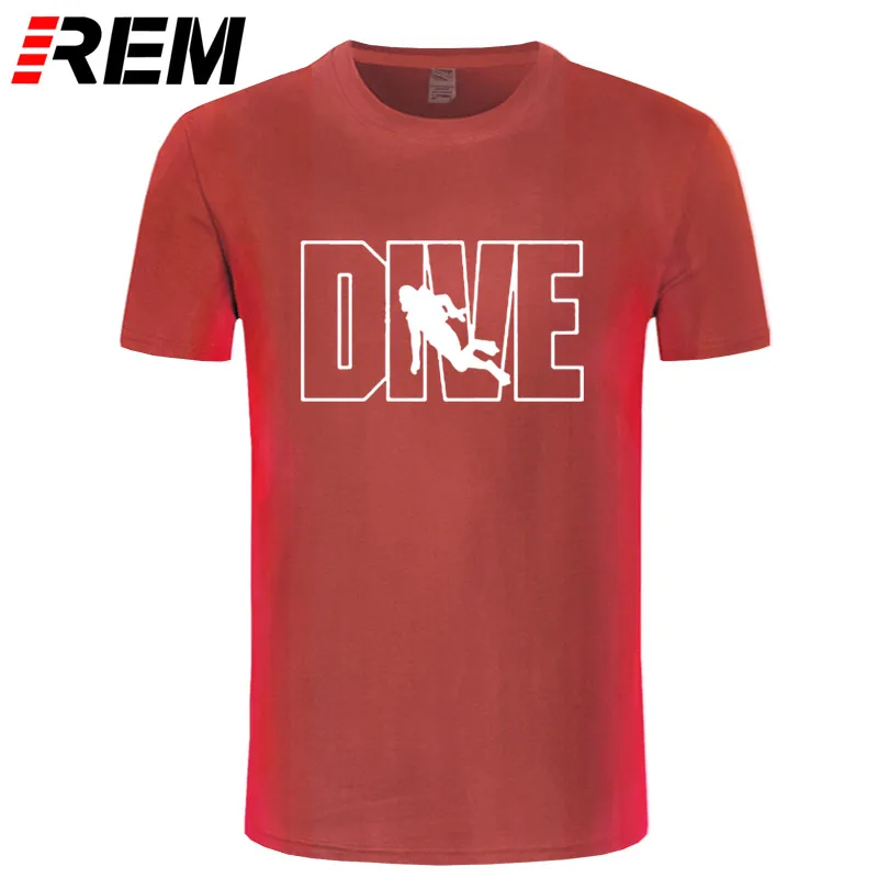 REM Diver Дизайн брендовая мужская одежда Топ Мода погружение AQUALUNG печать мужская футболка хлопок короткий рукав o-образным вырезом Футболка для дайвинга - Цвет: red white