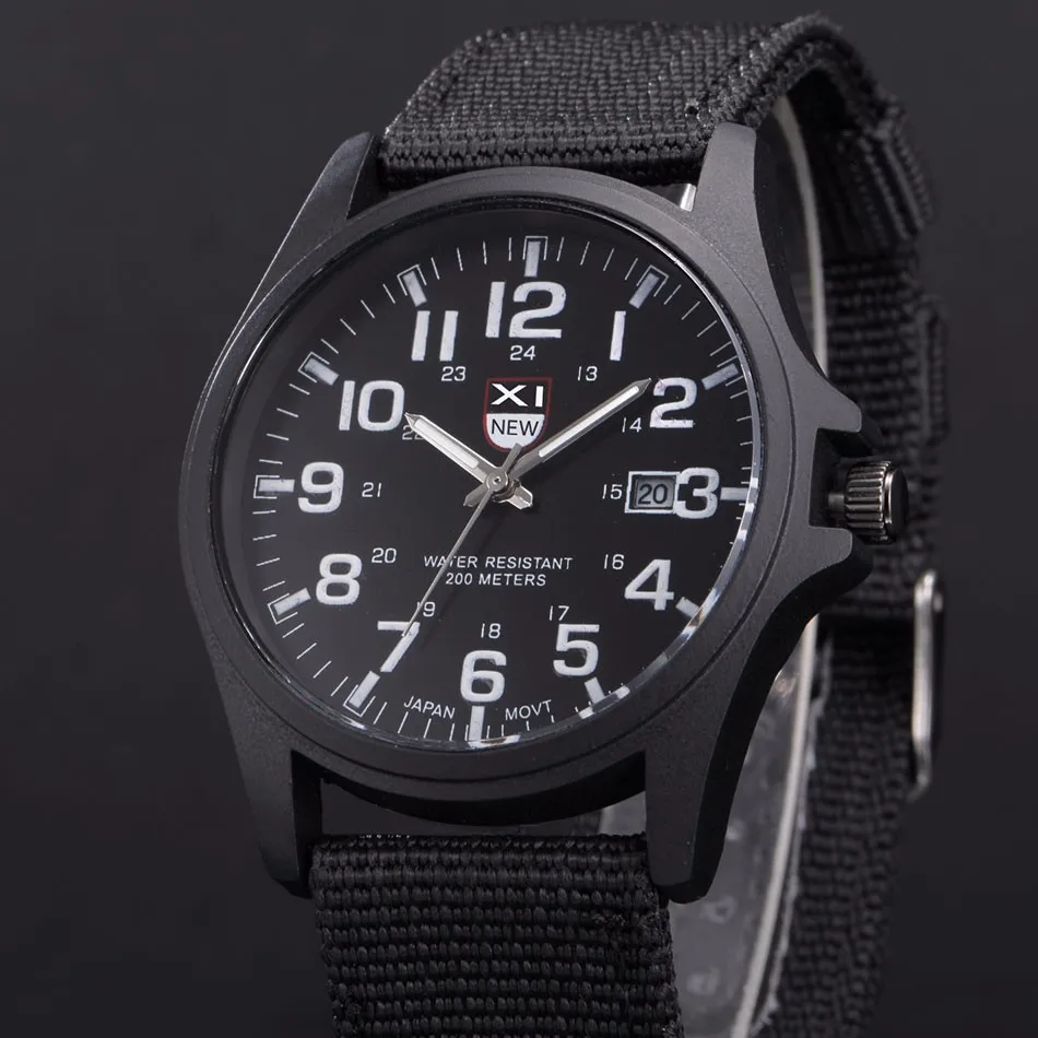 Известный бренд, Мужские кварцевые часы с датой, relogio militar, Холщовый ремешок, спортивные аналоговые часы, мужские наручные часы, Relogio Masculino