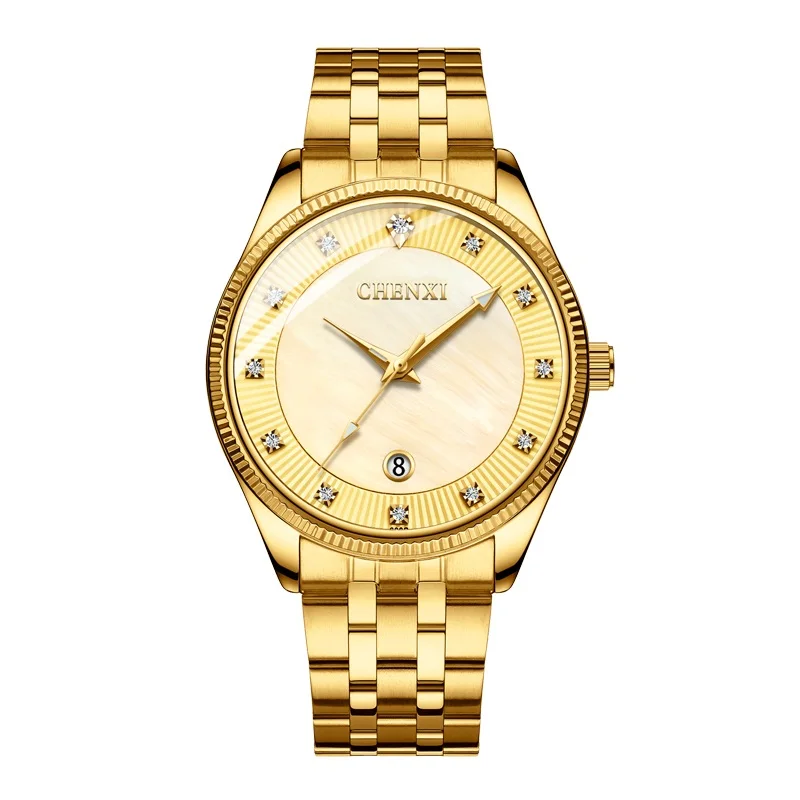 CHENXI Мужские кварцевые часы люксовый бренд мужские золотые бизнес часы модные мужские s часы корпус Циферблат часы платье Relogio Masculino - Цвет: 11C069B02