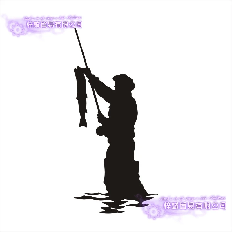 Fishing Sticker Car Fish  Decal Angling Hooks Tackle Shop Posters Vinyl Wall Decals Hunter Decor Mural Sticker