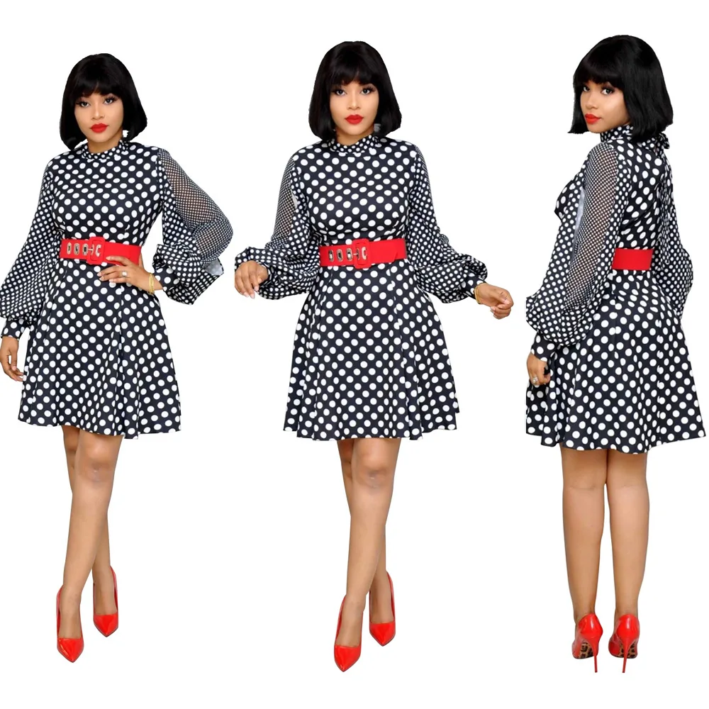 

2019 new autumn african women long sleeve plus size knee-length dress M-XXL