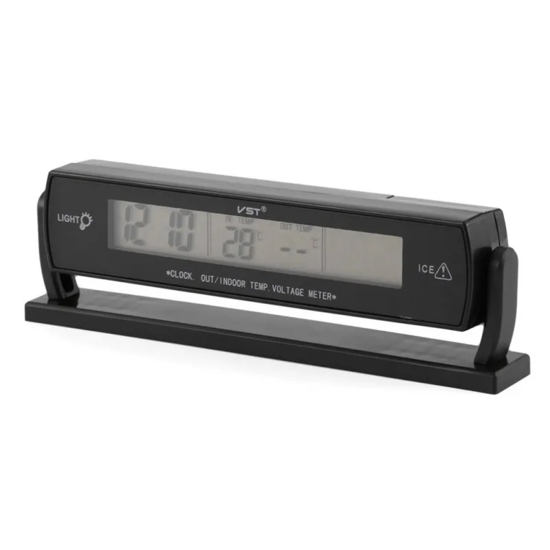  Auto Black Car Clock Voltage Digital LCD Car Temperature Thermometer Alarm Clock 9449 7801