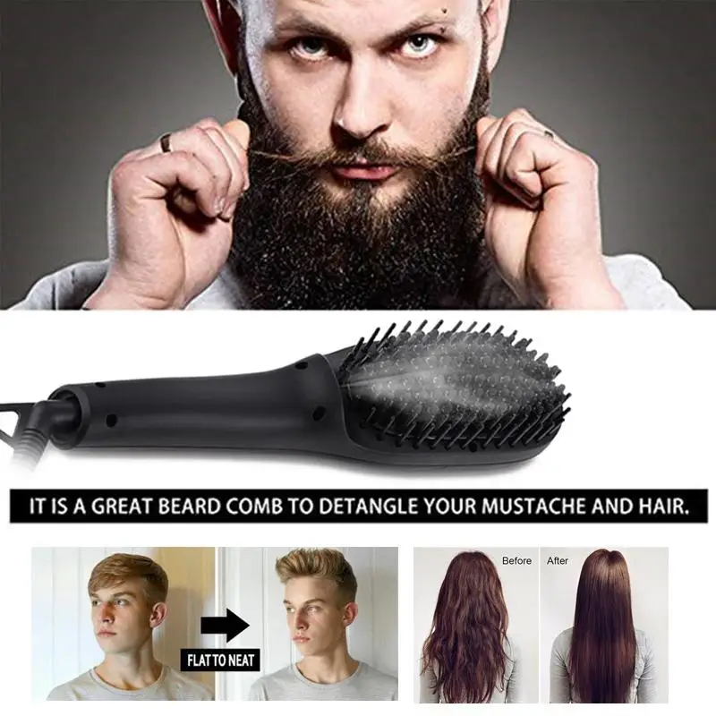 

beard straightener straightening comb quick brush for men Negative ion beard comb beard straightener escova de cabel