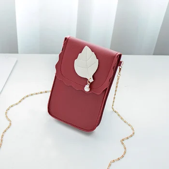 

Women Crossbody Bags Female Small Leaves Beads Messenger PU Leather Shoulder Bag OH66