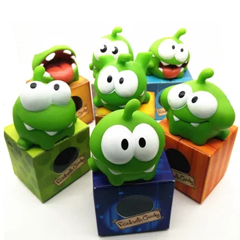 

7Pcs/lot Rope Frog Vinyl Rubber Android Games Doll Cut The Rope OM NOM Candy Gulping Monster Toy Figure with Sound