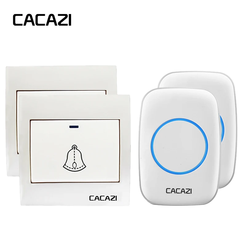 

CACAZI Wireless Doorbell Waterproof 300M Remote Battery Button LED Light Home Cordless Bell EU Plug Receiver 4 Volume 36 Chime
