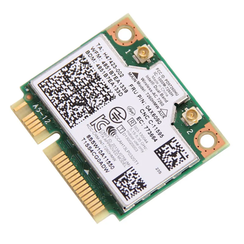 Двухдиапазонный беспроводной адаптер для Intel 7260 7260HMW 802.11ac Mini PCI E Wifi BT4.0 карта 867 м