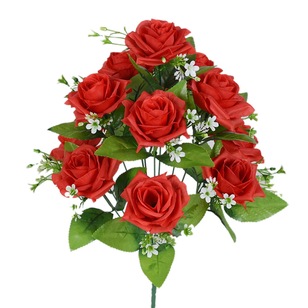 

12 Heads Rose Bud Simulation Flower Home Vase Hotel Props party decor Artificial Flowers For Wedding Valentine's gift
