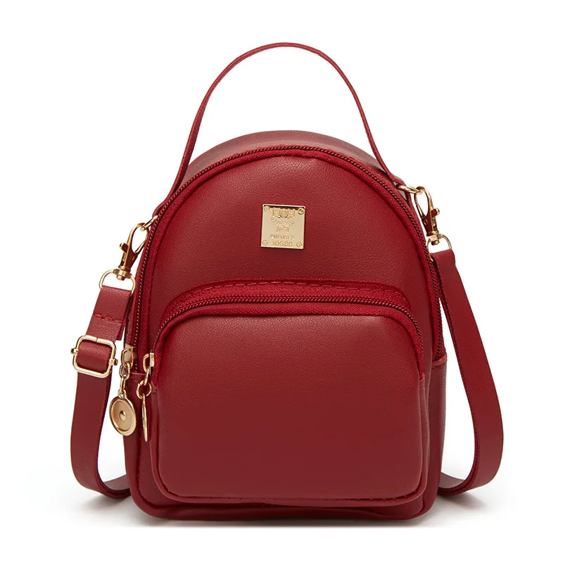 

Ougger Mini Shoulder Bag Women Backpacks Japan and Korean Style Red PU Flap Bag with Sequined for Seaside,Beach