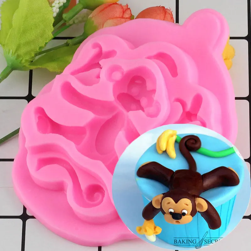 

Cute Monkey 3D Silicone Molds Cartoon Fondant Chocolate Mold Cake Decorating Fimo Clay Candy Moulds
