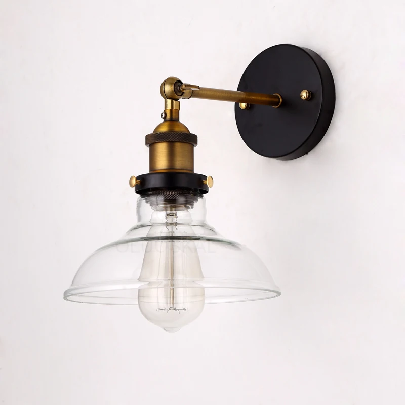 Vintage glass wall light E27 Base 110V 220V Single Arm Wall lamp Adjustable used in bedroom dining room Antique E27 light holder Vintage glass wall light E27 Base 110V 220V Single Arm Wall lamp Adjustable used in bedroom dining room Antique E27 light holder