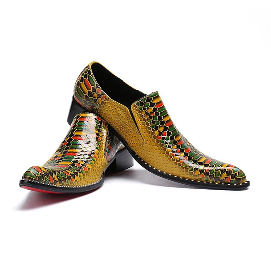 

Crocodile Color Tycoon Features Pointed With Crocodile Pattern Men'S Shoes Spring And Autumn Men'S Shoes Men'S Personality