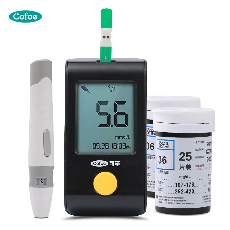 

Cofoe Yiling Blood Glucose Meter Diabetes Glucometer blood glucose monitoring system&50/100 test strips&lancets CE ISO Certified