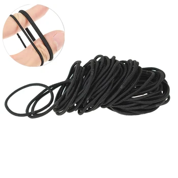 

50Pcs Women Elastic Hair Ties Band Ropes Rings Ponytail Holder Black Elastic Hairband Rope Hair Styling Accessories Tools