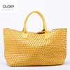 OLOEY New woven handbags imitation sheepskin star shoulder bag large capacity bucket bag woven tote bag  women leather handbags ► Photo 1/6