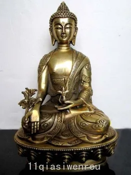 

Tibet Tibetan Buddhis Bhaisajyaguru bronze On the back of the carved dragon buddha statue metal handicraft