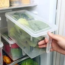 Пластиковая коробка для хранения кухонного холодильника, сохраняющая свежесть, большая коробка для обеда, фруктов, овощей, с ручками для губ, прозрачная коробка для организации