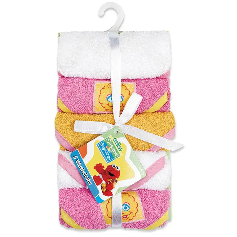 kiddiezoom 5 Pack Baby Washcloth Cotton Baby Feeding Face Towels Washers Hand Wipe Wash Cloth
