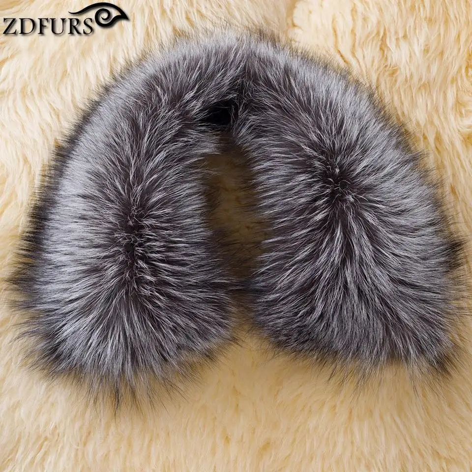 ZDFURS* аксессуары для одежды из натуральной лисицы шарфы натурального серебристого лисьего меха воротник квадратный ZDC-163013