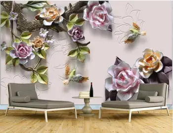 

Embossed Flower Wall Murals 3d Wallpaper for Hallway Restaurant Mural Madera Canvas Wallpapers Floral Wall Paper 3d Custom