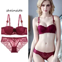 Роскошный сексуальный пуш-ап вышивка Глубокий V кружевной бюстгальтер набор/белье yw096