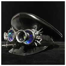 Модная кожаная черная немецкая полицейская Кепка с козырьком армейская в шляпе и очках кортическая военная шапка полицейская шапка для косплея Размер M L XXL