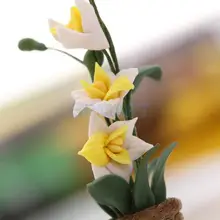 SPMART Миниатюра ручной работы цветок белой орхидеи кукольный домик Дисплей