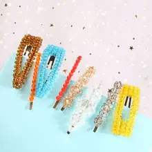 Женские, для девушек, металлический сплав, BB заколки для волос, геометрические, прямоугольные, треугольные шпильки, блеск, имитация кристалла, милые вечерние заколки