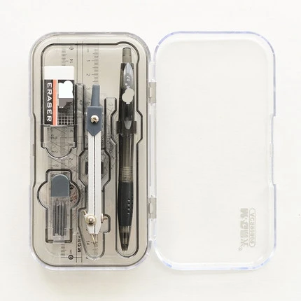 Stationery eight-piece suit, compass, triangle ruler, ruler, pen, rubber , protractor, painting tools for students