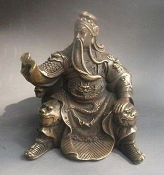 

Copper Brass CHINESE crafts Asian Delicate Chinese hand-carved copper statue of Guan Gong reading